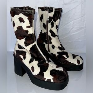 Steven Madden Cow Print Heeled Boots